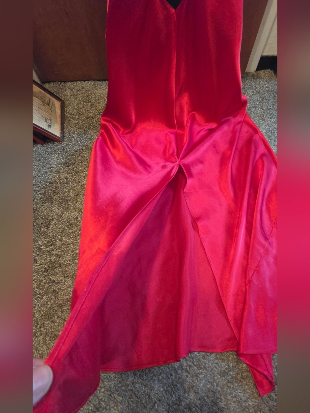 Frederick's of Hollywood Red Satin V-Neck Slip Dress SzM - Picture 7 of 9